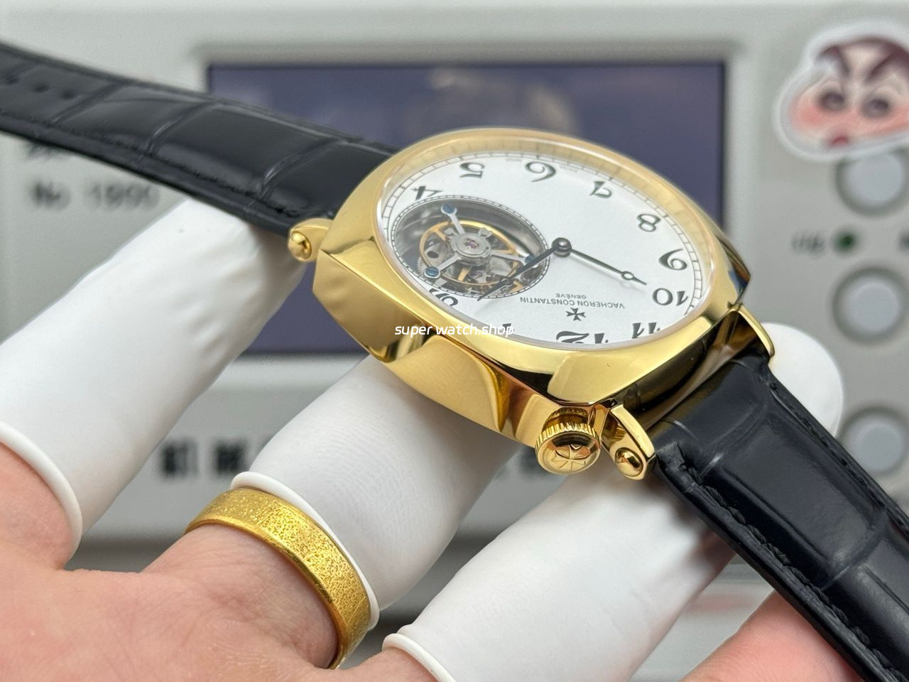 RMS Factory Vacheron Constantin Historiques American 1921 Tourbillon Leather Strap Yellow Gold White Dial - Image 7