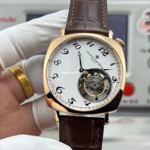RMS Factory Vacheron Constantin Historiques American 1921 Tourbillon Brown Leather Strap Rose Gold Brown Dial
