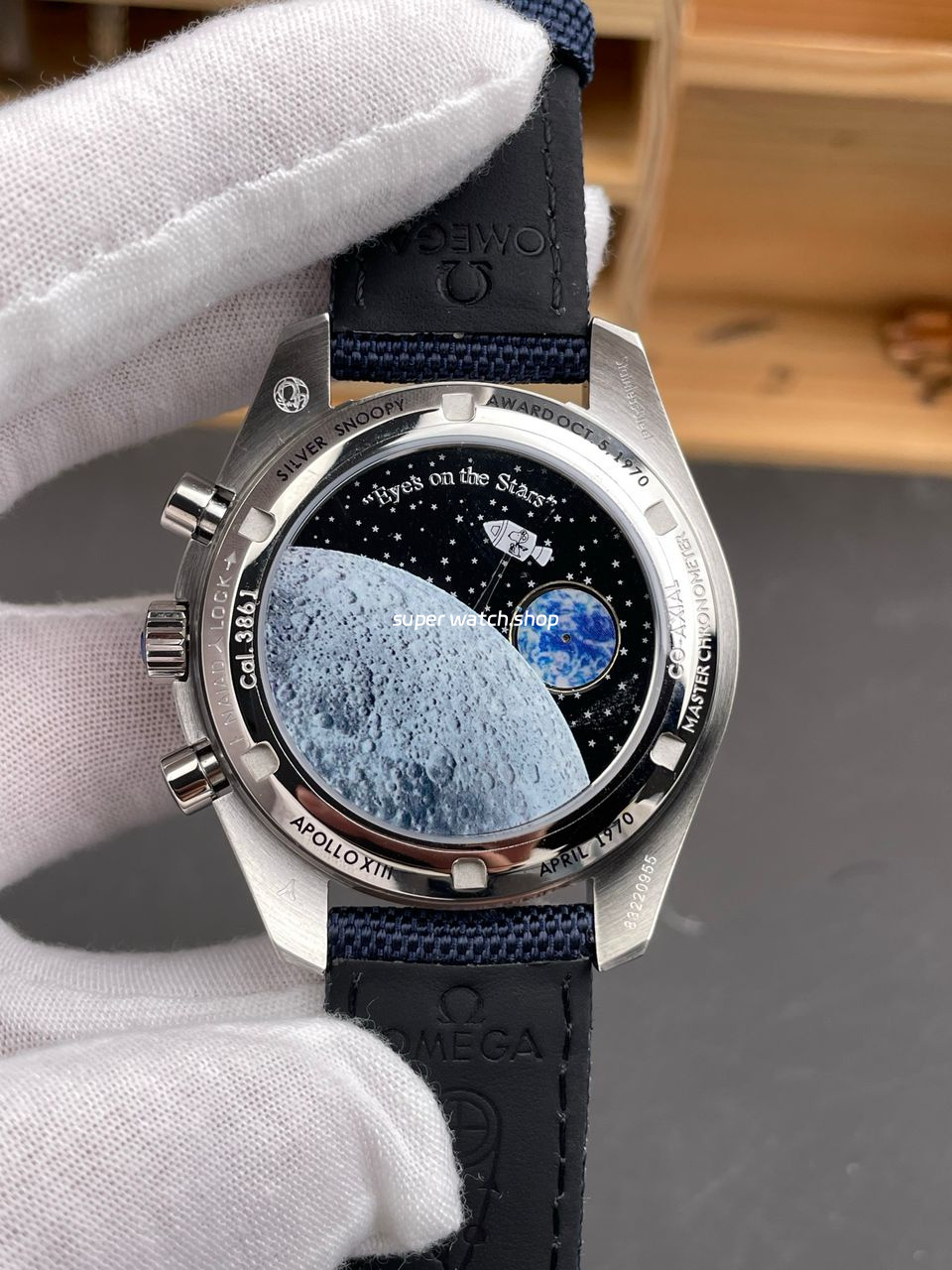 SMF Factory Omega Speedmaster Silver Snoopy Award 310.32.42.50.02.001 42mm Steel Canvas Strap White Dial - Image 7