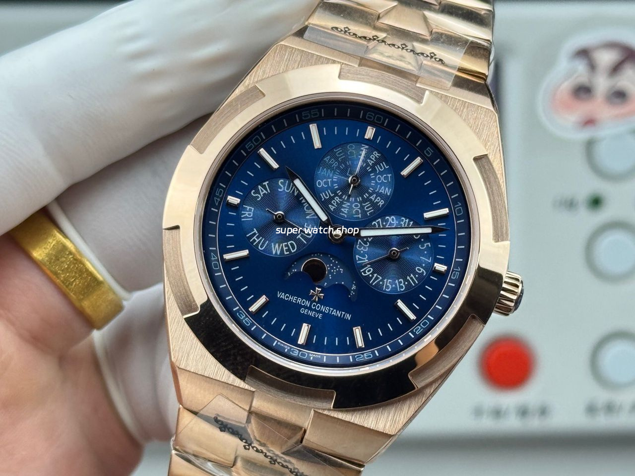 TW Factory Vacheron Constantin Overseas Perpetual Calendar 4300V000R-B509 41.5mm Full Rose Gold Blue Dial - Image 3