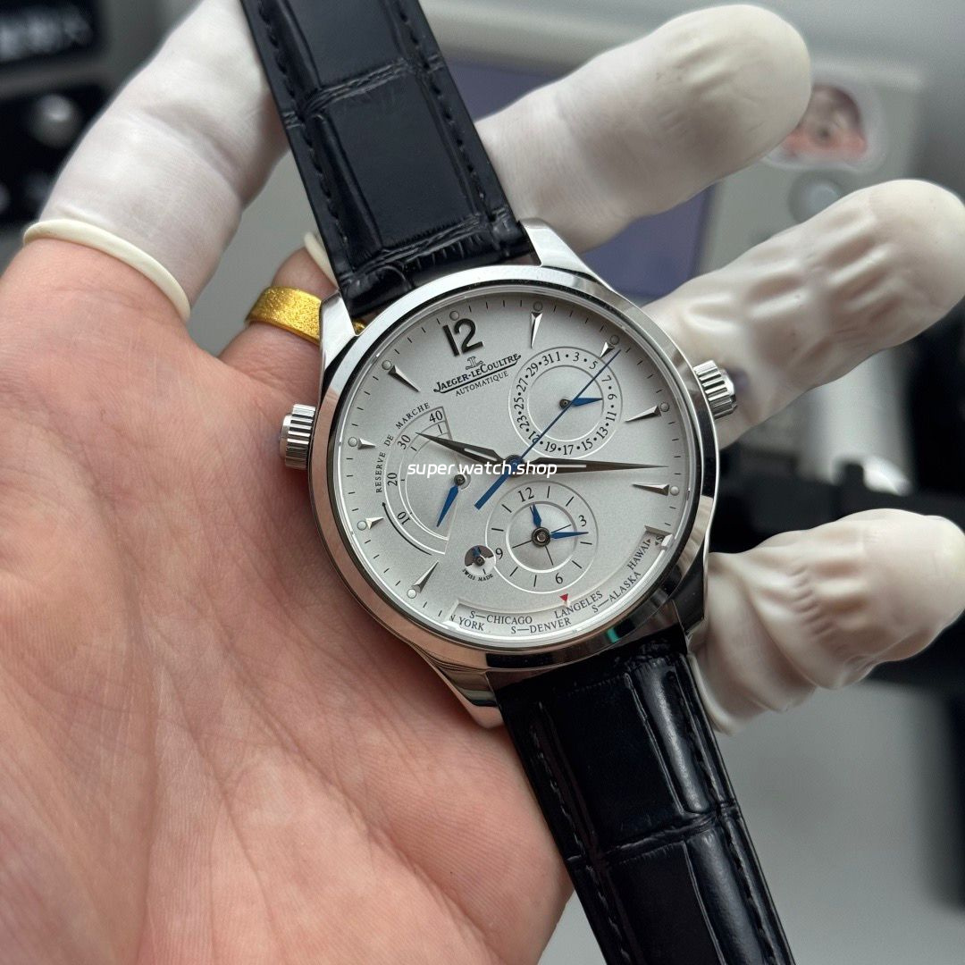 TWA Factory Jaeger-LeCoultre Master Geographic Q1428421 39mm Steel Leather Strap Silver Dial - Image 5