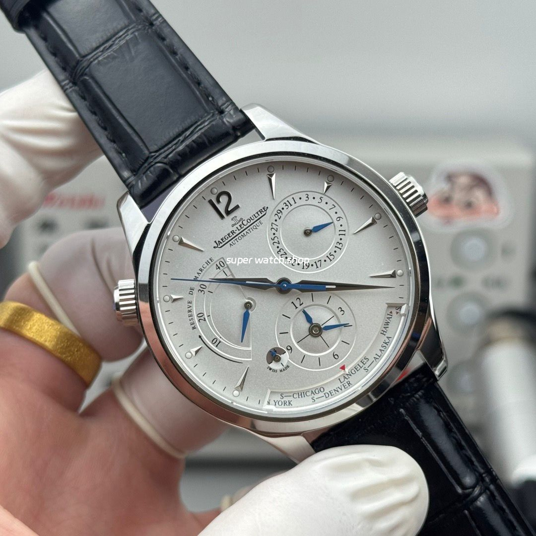 TWA Factory Jaeger-LeCoultre Master Geographic Q1428421 39mm Steel Leather Strap Silver Dial - Image 3