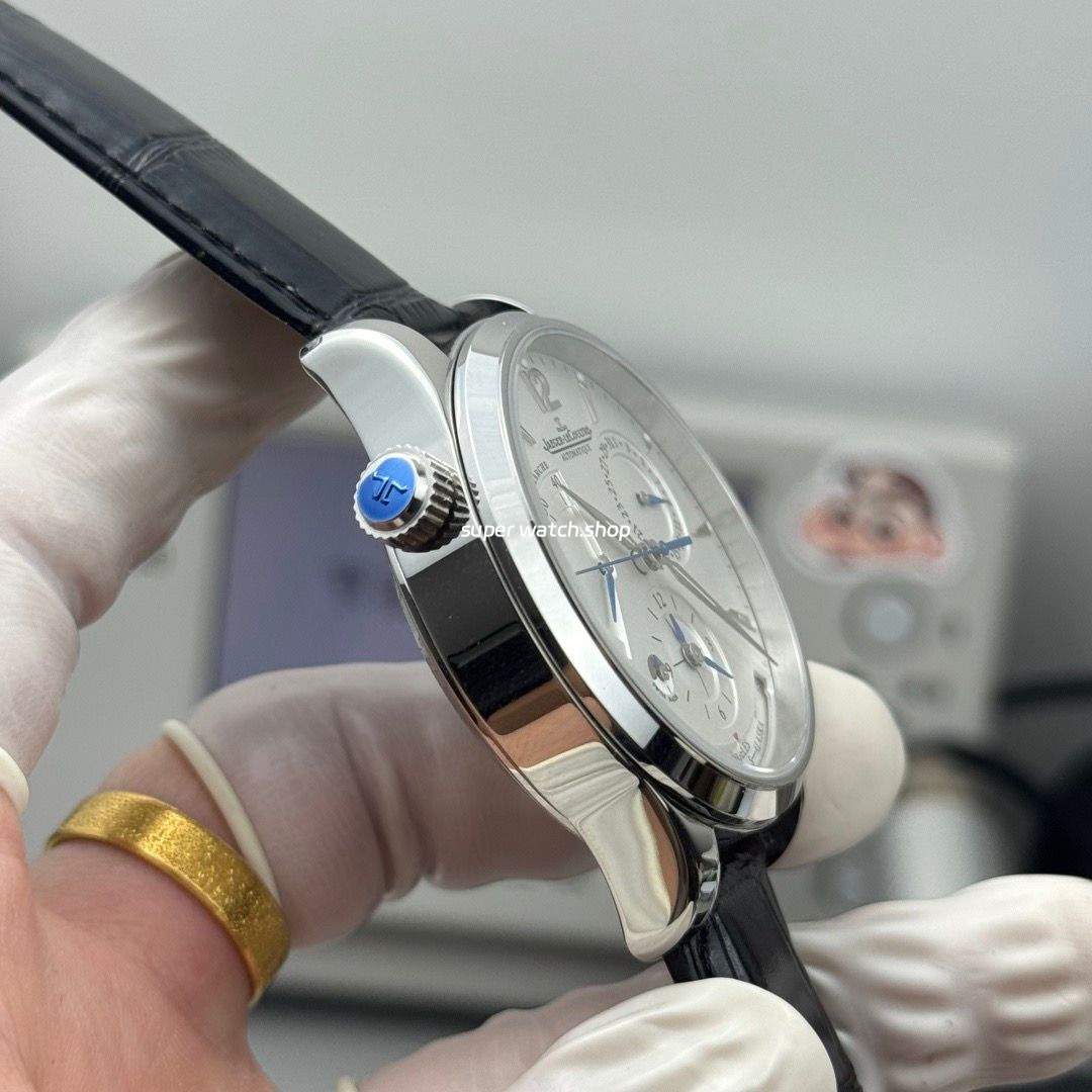 TWA Factory Jaeger-LeCoultre Master Geographic Q1428421 39mm Steel Leather Strap Silver Dial - Image 6