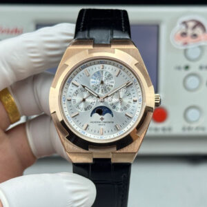 TW Factory Vacheron Constantin Overseas Perpetual Calendar 4300V120R-B064 41.5mm Rose Gold Leather Strap Silver Dial