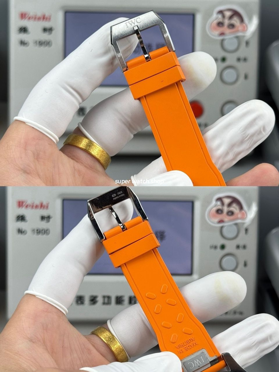 TWS Factory IWC Pilot Chronograph IW377730 41mm Orange Rubber Strap Orange Arabic Numerals Black Dial - Image 7