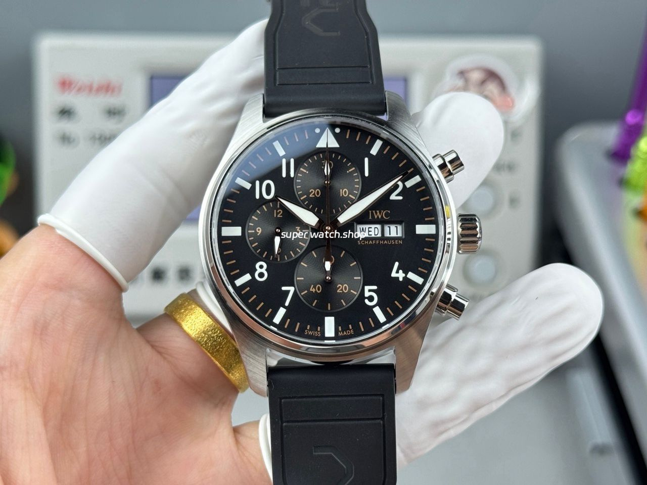 TWS Factory IWC Pilot Chronograph IW388111 41mm Rubber Strap Arabic Numerals Black Dial
