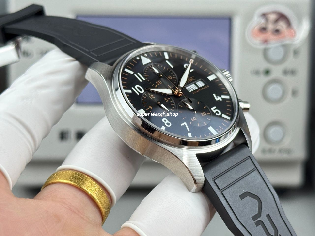 TWS Factory IWC Pilot Chronograph IW388111 41mm Rubber Strap Arabic Numerals Black Dial - Image 5