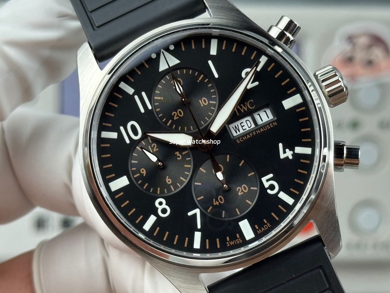 TWS Factory IWC Pilot Chronograph IW388111 41mm Rubber Strap Arabic Numerals Black Dial - Image 2