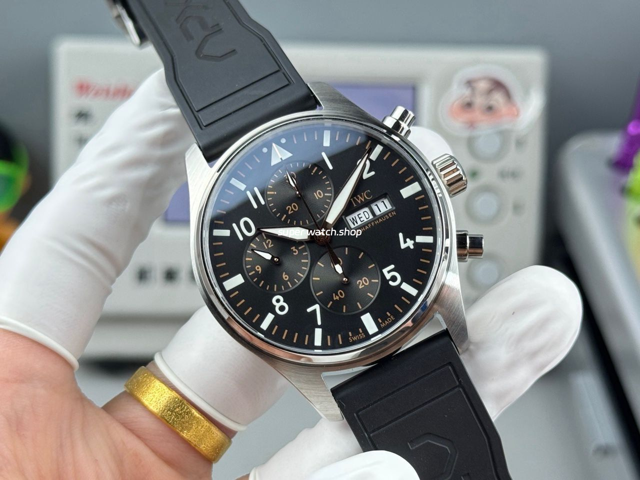 TWS Factory IWC Pilot Chronograph IW388111 41mm Rubber Strap Arabic Numerals Black Dial - Image 3
