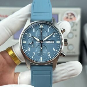TWS Factory IWC Pilot Chronograph IW388117 41mm Light Blue Rubber Arabic Numerals Light Blue Dial