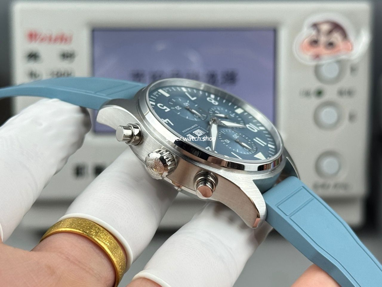 TWS Factory IWC Pilot Chronograph IW388117 41mm Light Blue Rubber Arabic Numerals Light Blue Dial - Image 6