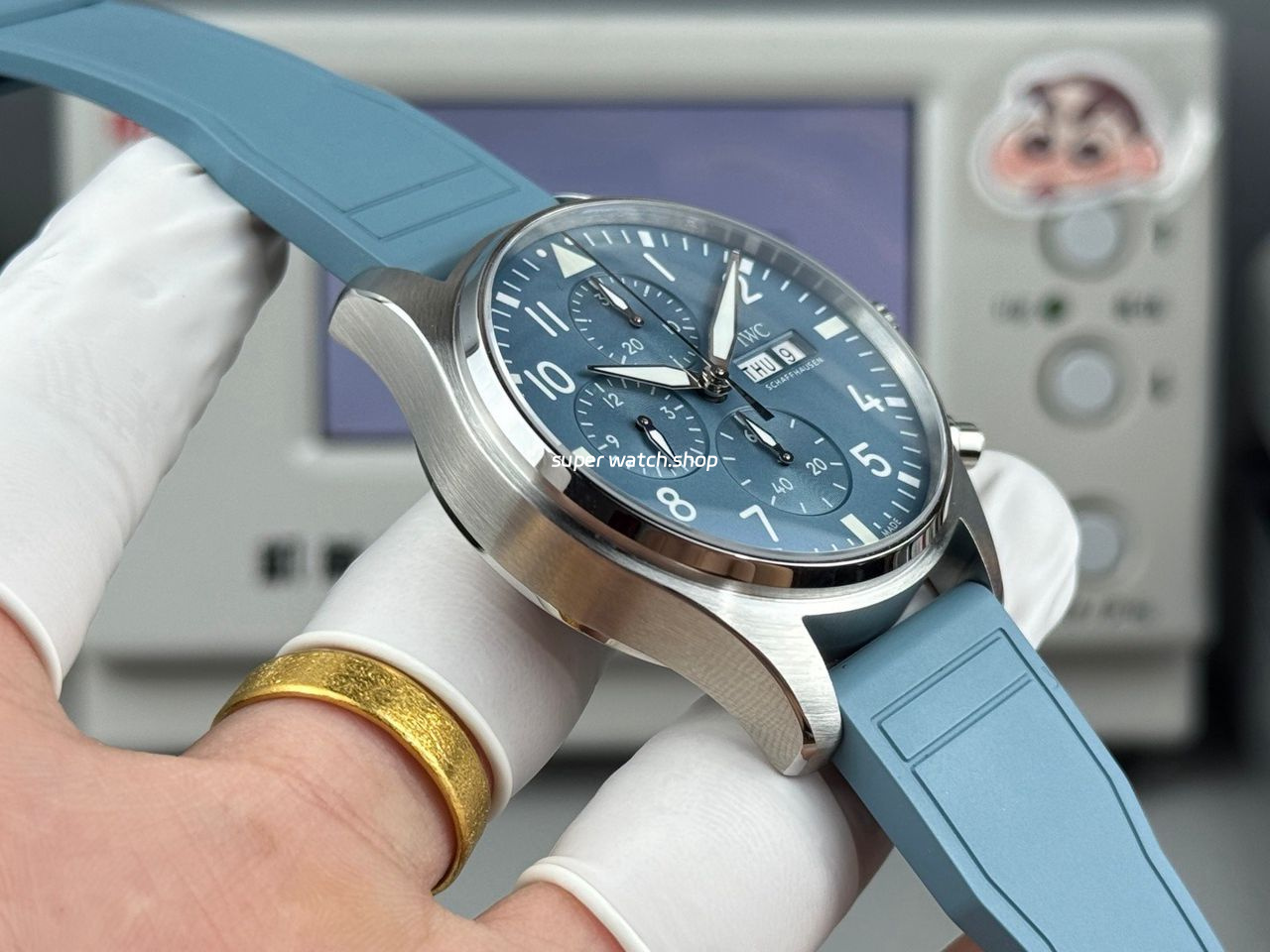 TWS Factory IWC Pilot Chronograph IW388117 41mm Light Blue Rubber Arabic Numerals Light Blue Dial - Image 5