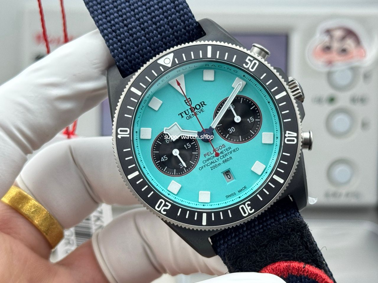 V+ Factory Tudor Heritage Black Bay Chrono 79360N-0024 41mm Carbon Flamingo Blue Dial - Image 4