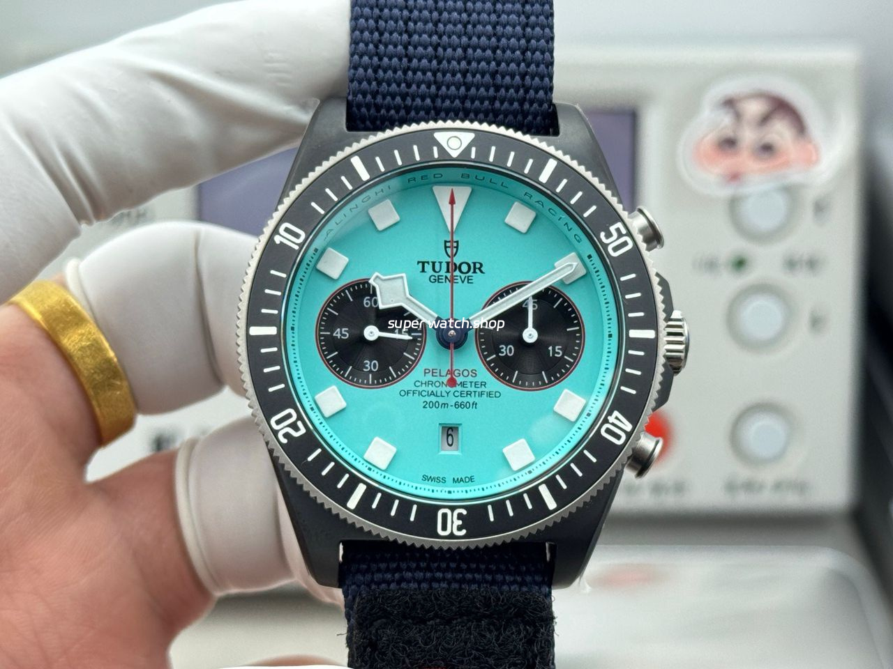 V+ Factory Tudor Heritage Black Bay Chrono 79360N-0024 41mm Carbon Flamingo Blue Dial